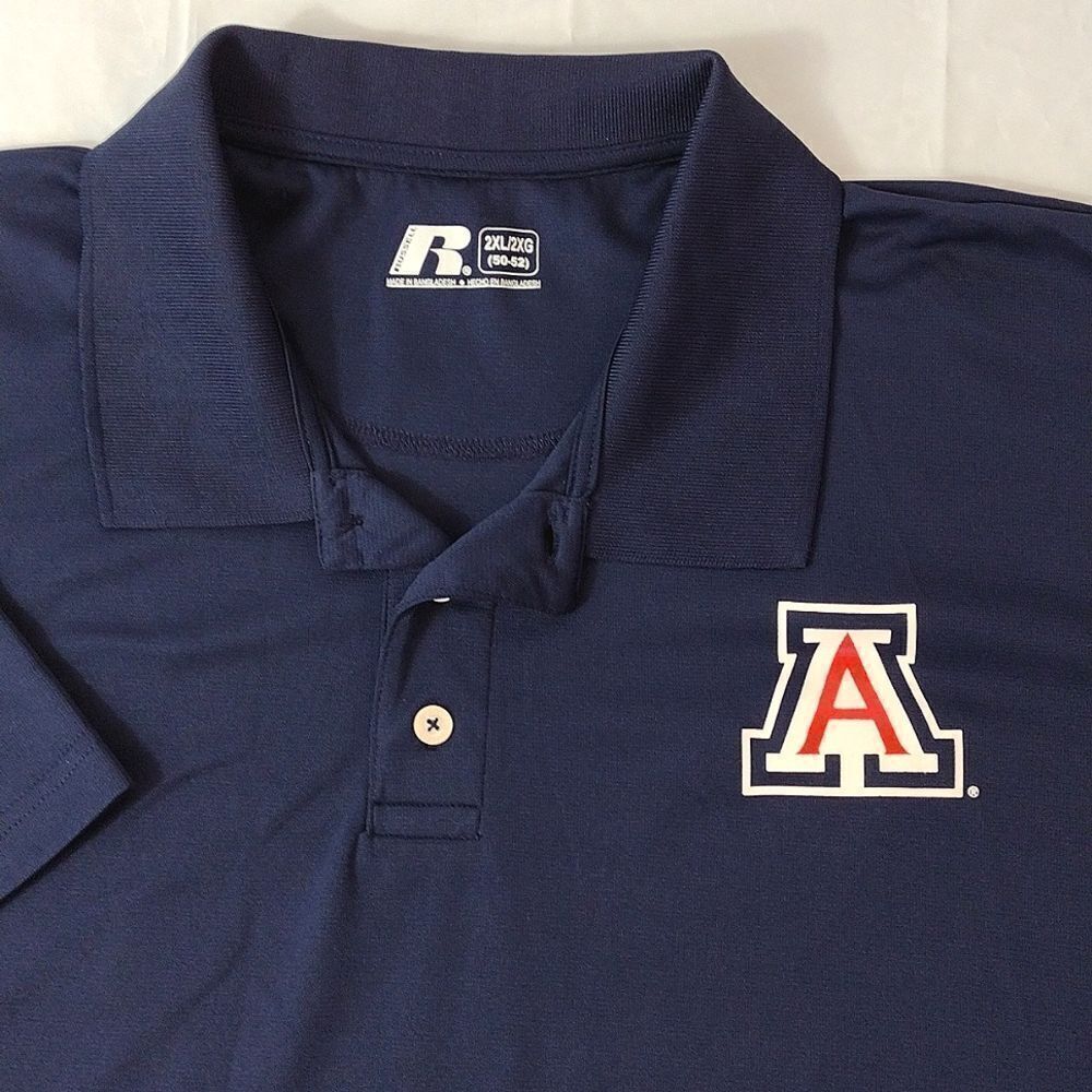 Russell Blue Arizona Wildcats Short Sleeve Polo Sport Topβ XXL NWOT Athleticwear